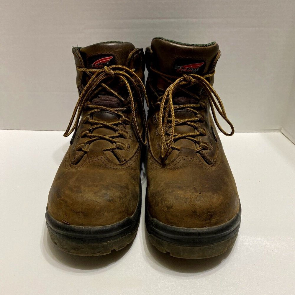 Red Wing Steel Toe Work Boots ASTM F 2413-11 Womens Sz 8 B Brown Lace Up Good